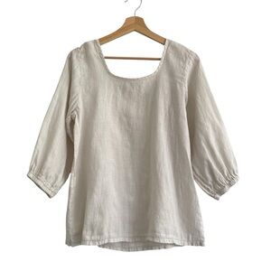 Linen Italy Lagenlook Womens Size M Top Prairie Coastal Cottagecore Neutral Boho